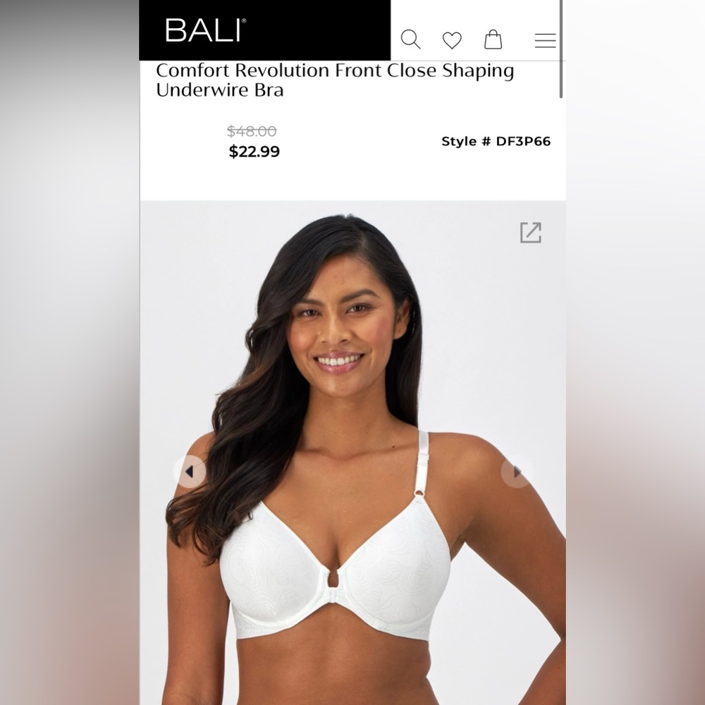 3 Bali Cool Comfort Front Close Bra